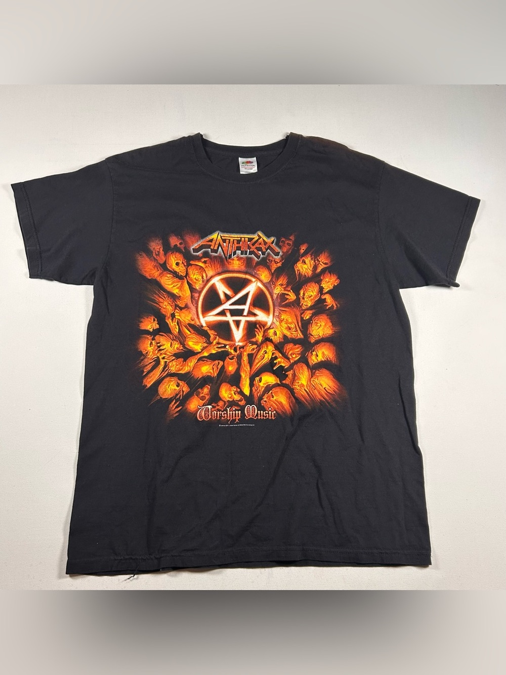Anthrax Worship Music 2011 Tour Shirt Black Large Mens Authentic Faded